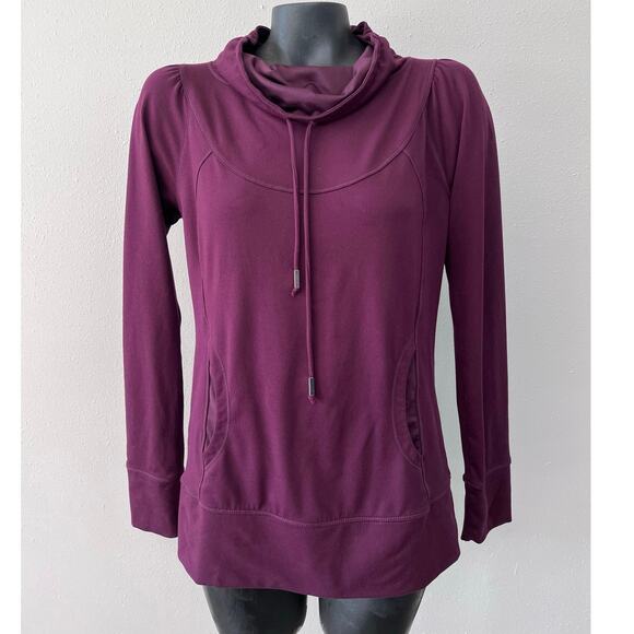 Prana Cornelia Pullover Sweatshirt Sz M Funnel Neck Maroon Loungewear activewear - Picture 1 of 9
